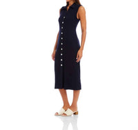 Karen Kane - Ribbed Sleeveless Button Front Midi Dress