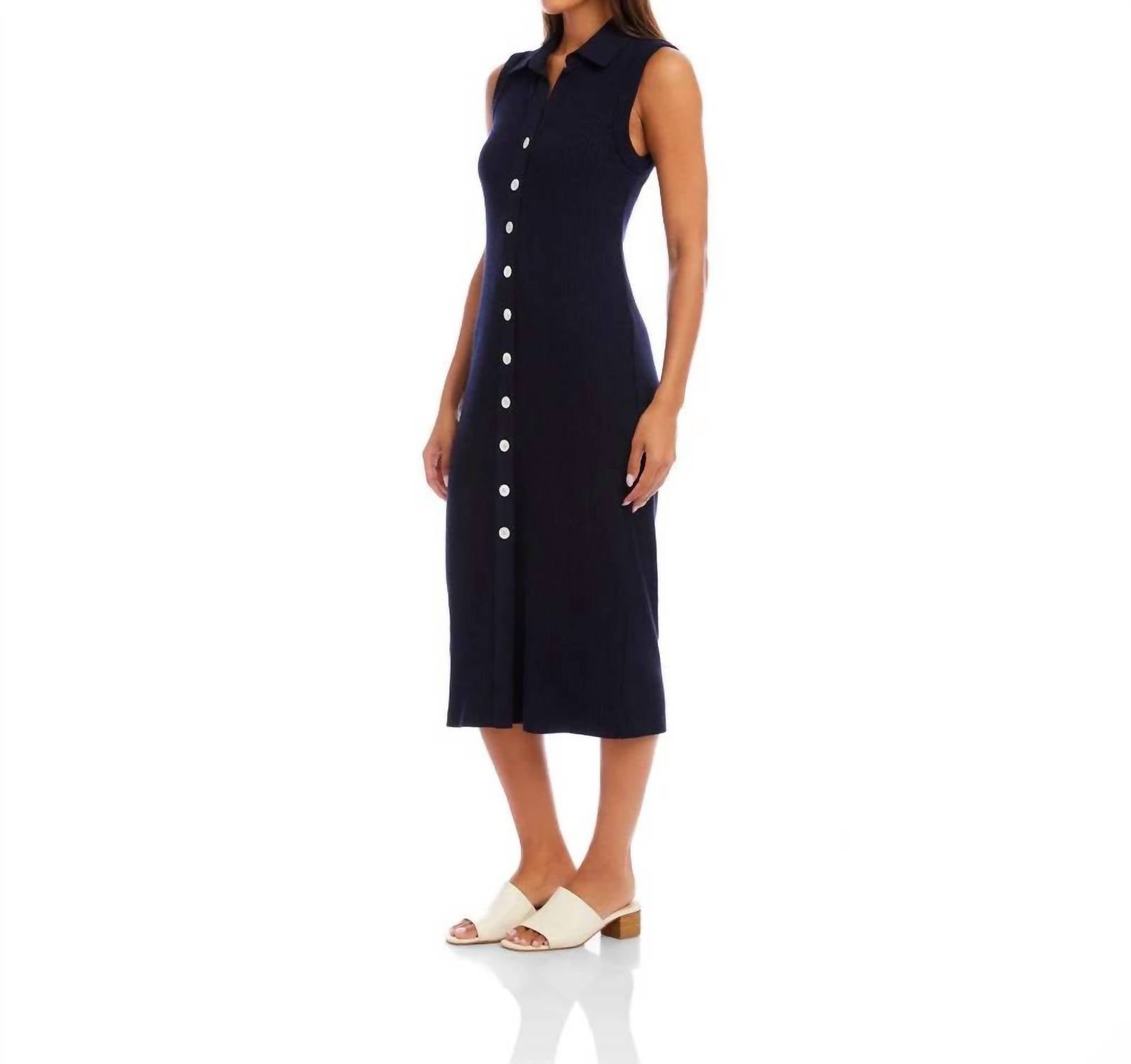 Karen Kane - Ribbed Sleeveless Button Front Midi Dress