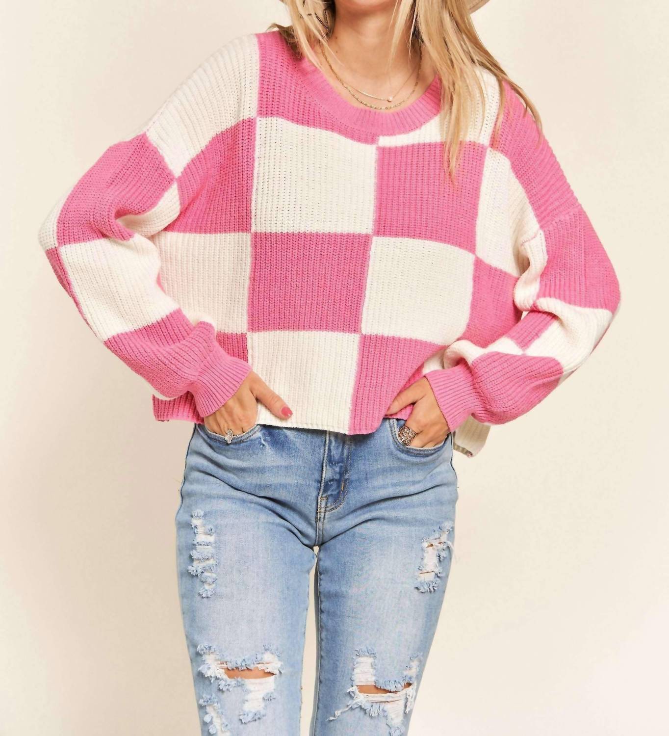 Madelyn - Christie Checker Sweater - Plus