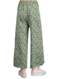 Easel - High-rise Cotton Wide Leg Leopard Pants