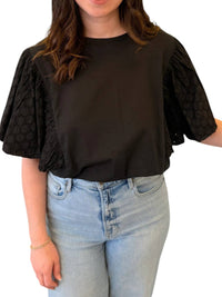 Frnch - Midnight Charm Eyelet Sleeve Top