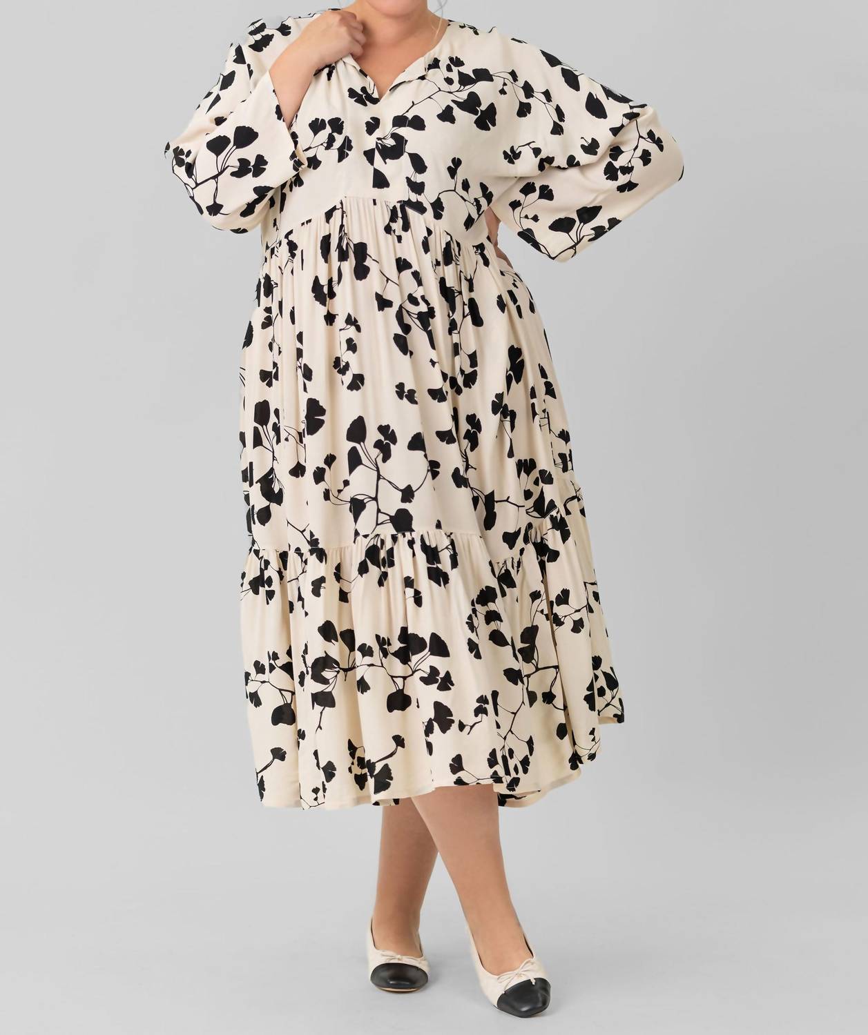 Bitte Kai Rand - Gingko Leaves Flounce Dress - Plus Size