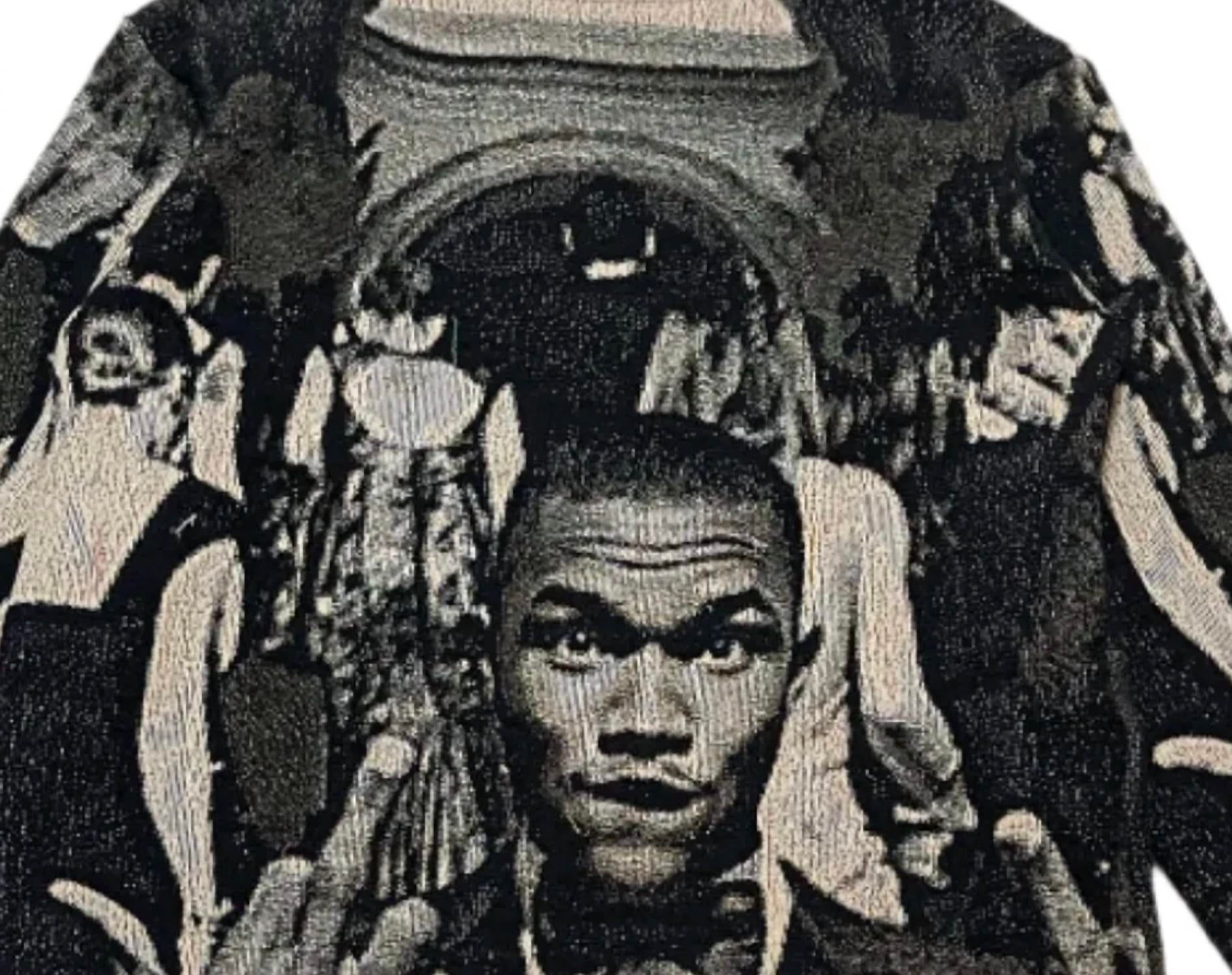 MARQ THE LABEL Men's Tapestry Frank Ocean Sweater in black - men's sweater - detail view