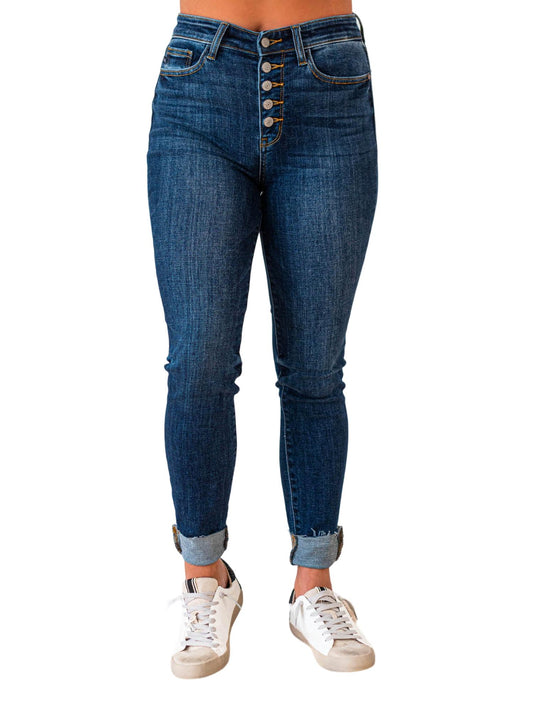 Judy Blue - High Rise Button Fly Cut Off Skinny Jean