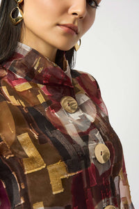 Joseph Ribkoff - Organza Abstract Print Two-piece Trapeze Jacket