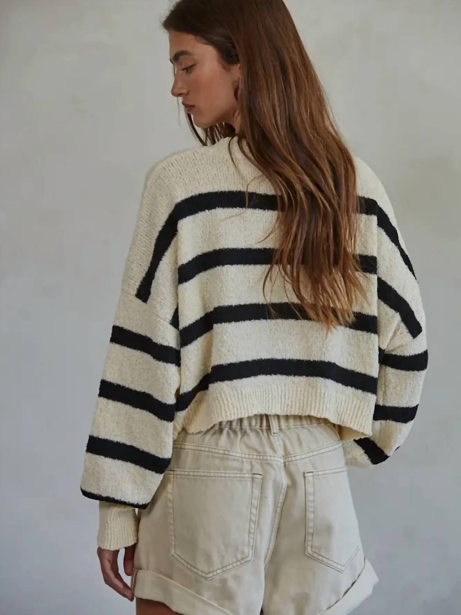By Together - Knit Sweater Striped Crewneck Long Sleeve Top