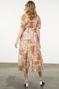 Thml - Floral Quilted Pattern Midi Dress