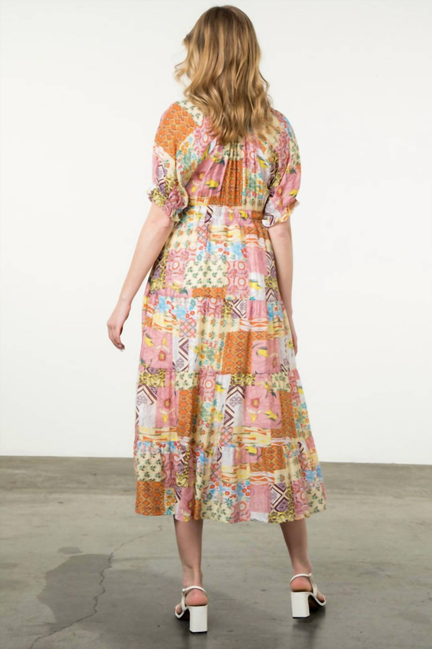 Thml - Floral Quilted Pattern Midi Dress