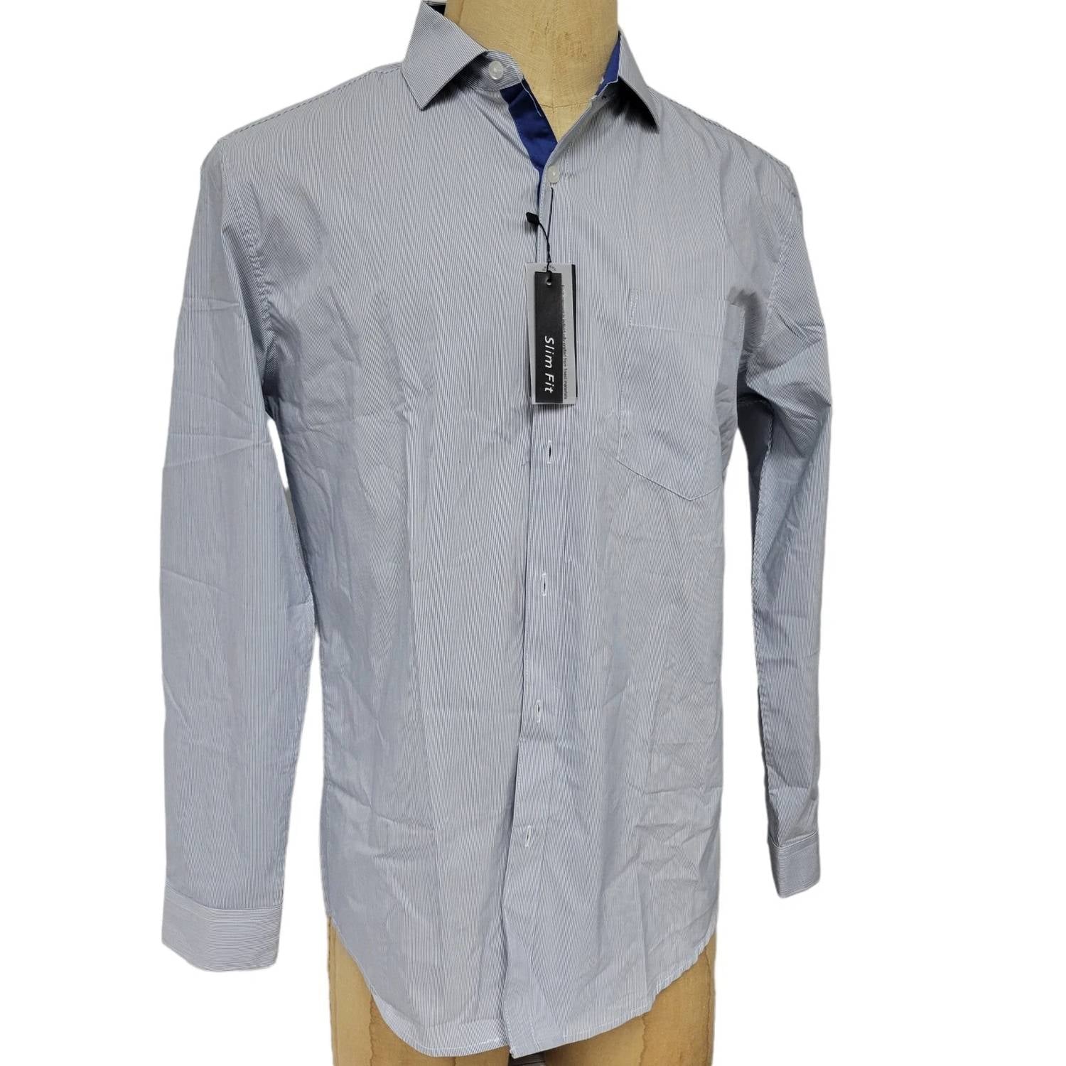Galaxy By Harvic - Men's Long Sleeve Slim Fit Striped Shirt