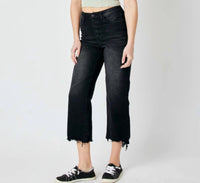 Judy Blue - Tara Ripped Raw Hem Crop Wide Leg Jeans