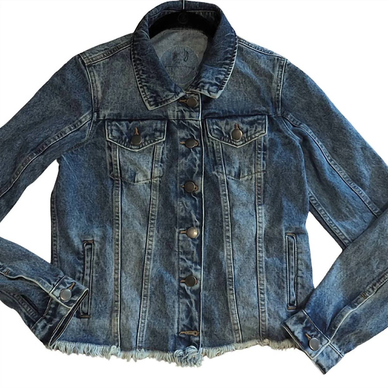 Tiana Designs - Women's Cropped Denim Jacket decorated with Bride Glass Beads