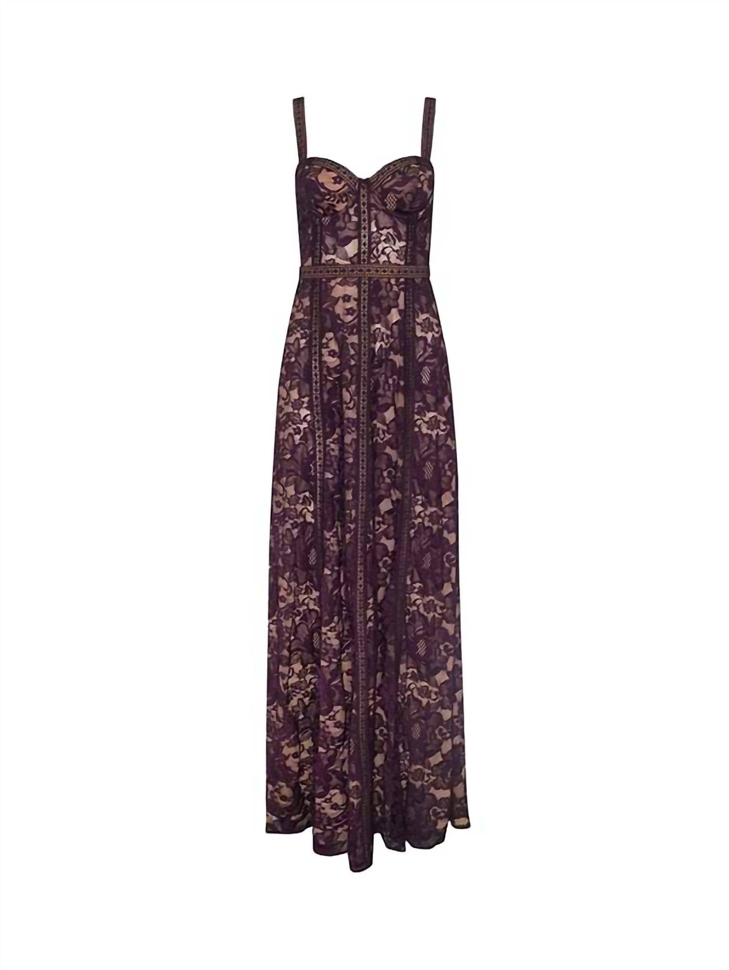 L'Agence Laynie Lace Maxi Dress in dark malbec 1 - women's dress - view 5