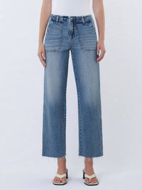 Vervet By Flying Monkey - High Rise Patch Pocket Slim Wide Jeans