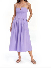 Jewel Badgley Mischka Hallie Pleated Cotton Day Dress in raindrops - women's dress