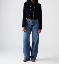 STEVE MADDEN Tonia Velvet Button Blazer in indigo haze - women's jacket - alternate view