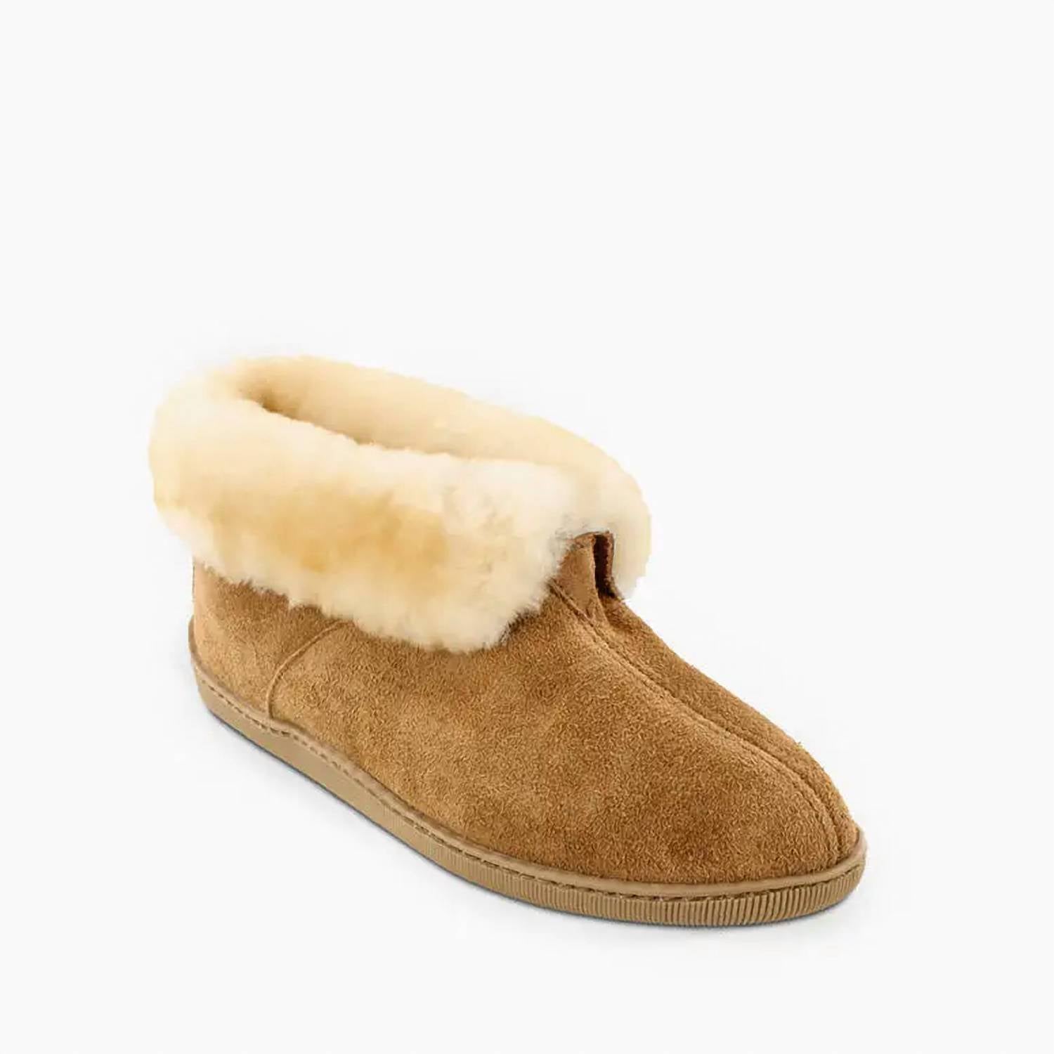 MINNETONKA Men's Sheepskin Ankle Boots in golden tan - men's boots