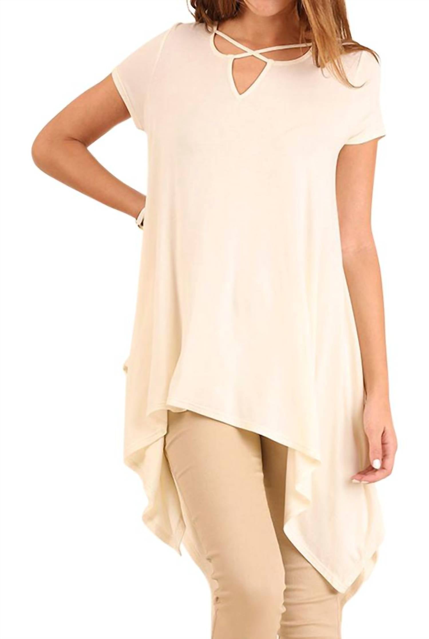 Umgee - Handkerchief Hem Short Sleeve Top