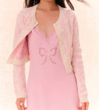 LoveShackFancy Veronika crew neck cardigan in bon bon pink - women's cardigan