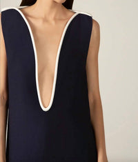 Adriana Degreas - Bicolor Deep V Neck Maxi Dress