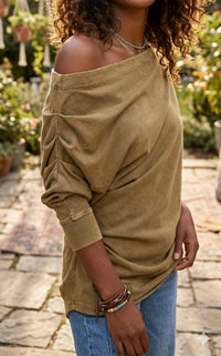 Little Secret Of Mine - Asymmetric Oversized Off-shoulder Tunic