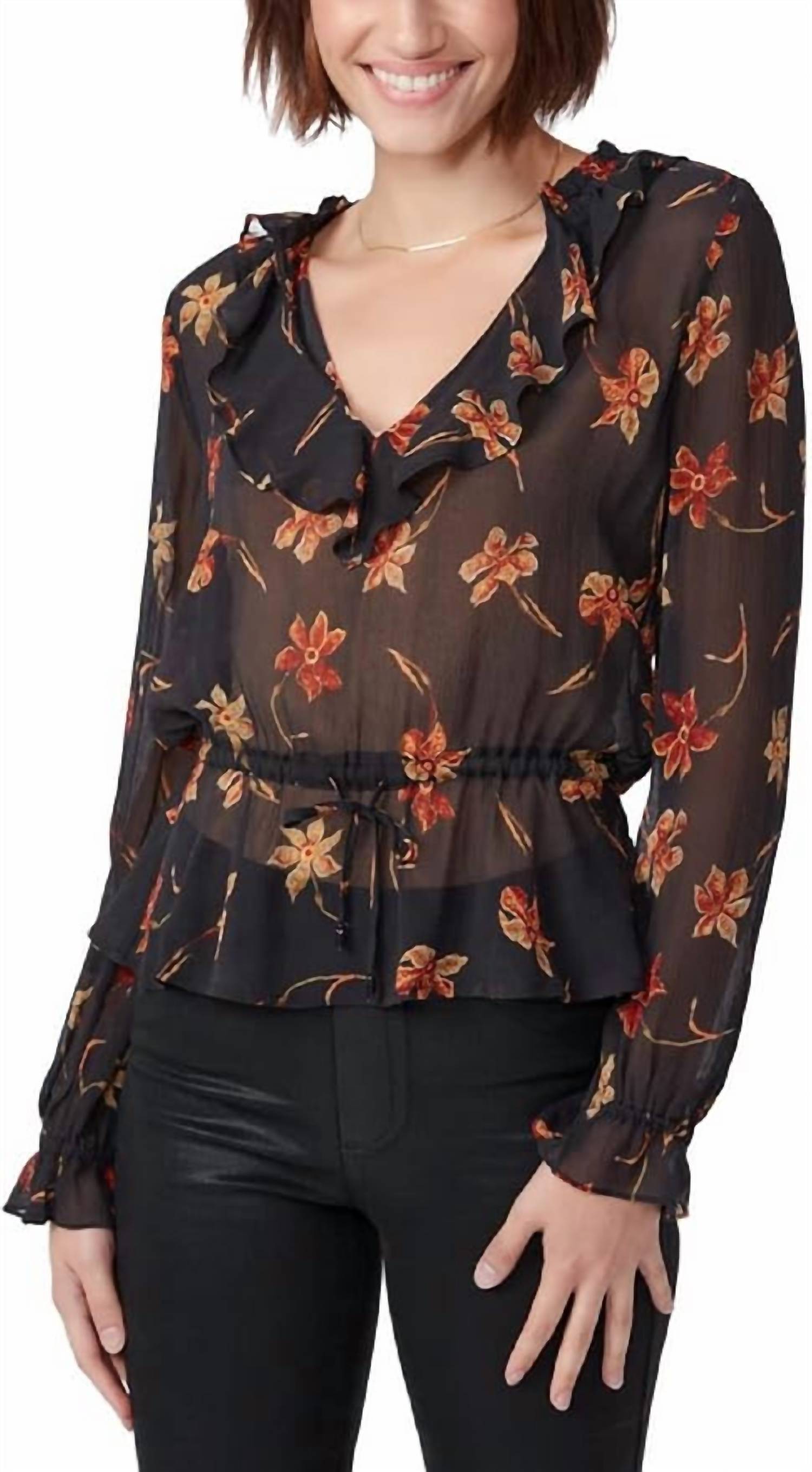 Paige - Nathalie Floral Silk Popover Blouse