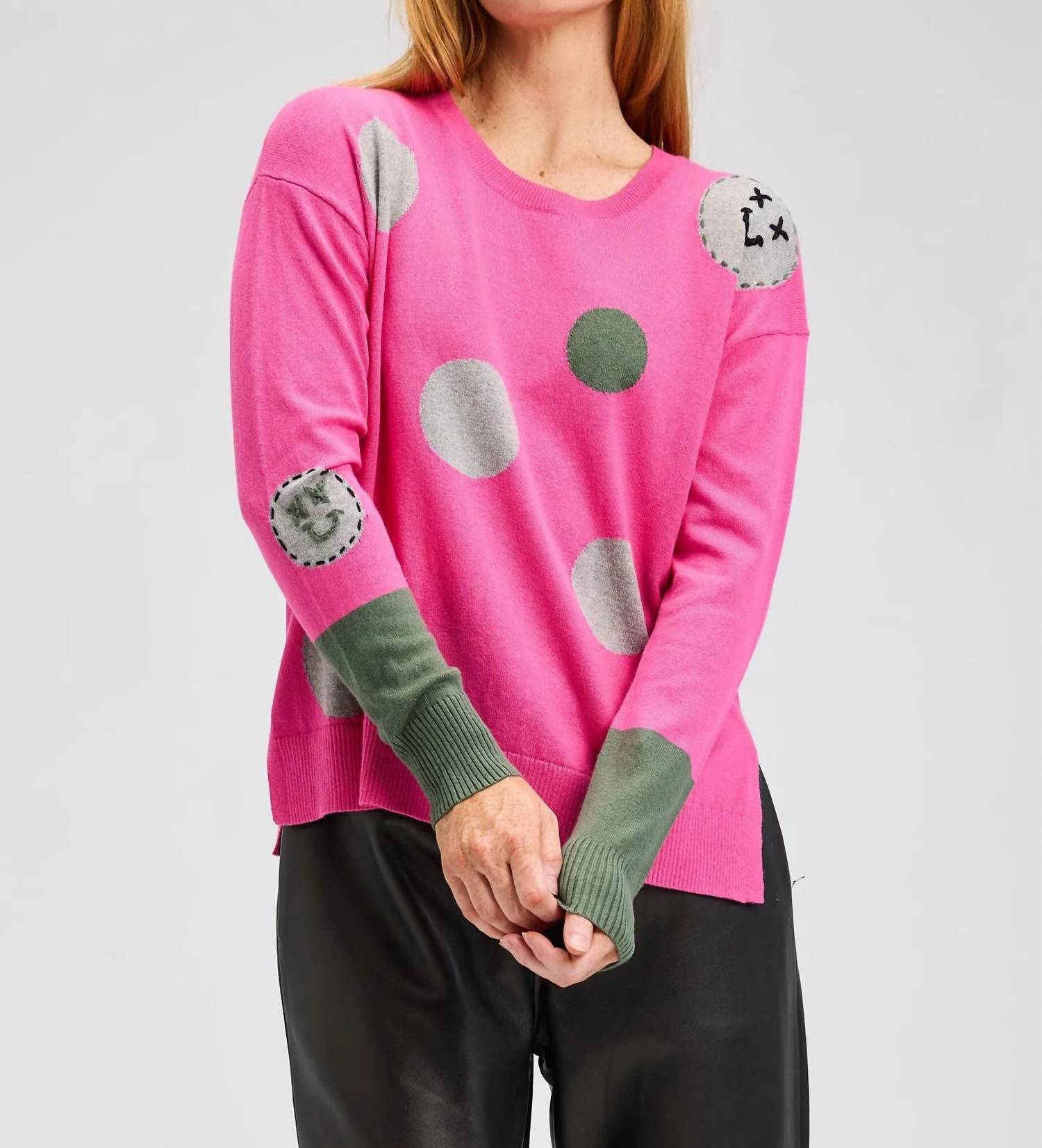 Zaket & Plover - Spots Intarsia Sweater with Happy Face