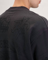DOMREBEL Semester Embroidery Pullover Cotton Sweatshirt in old black - men's shirt - view 4