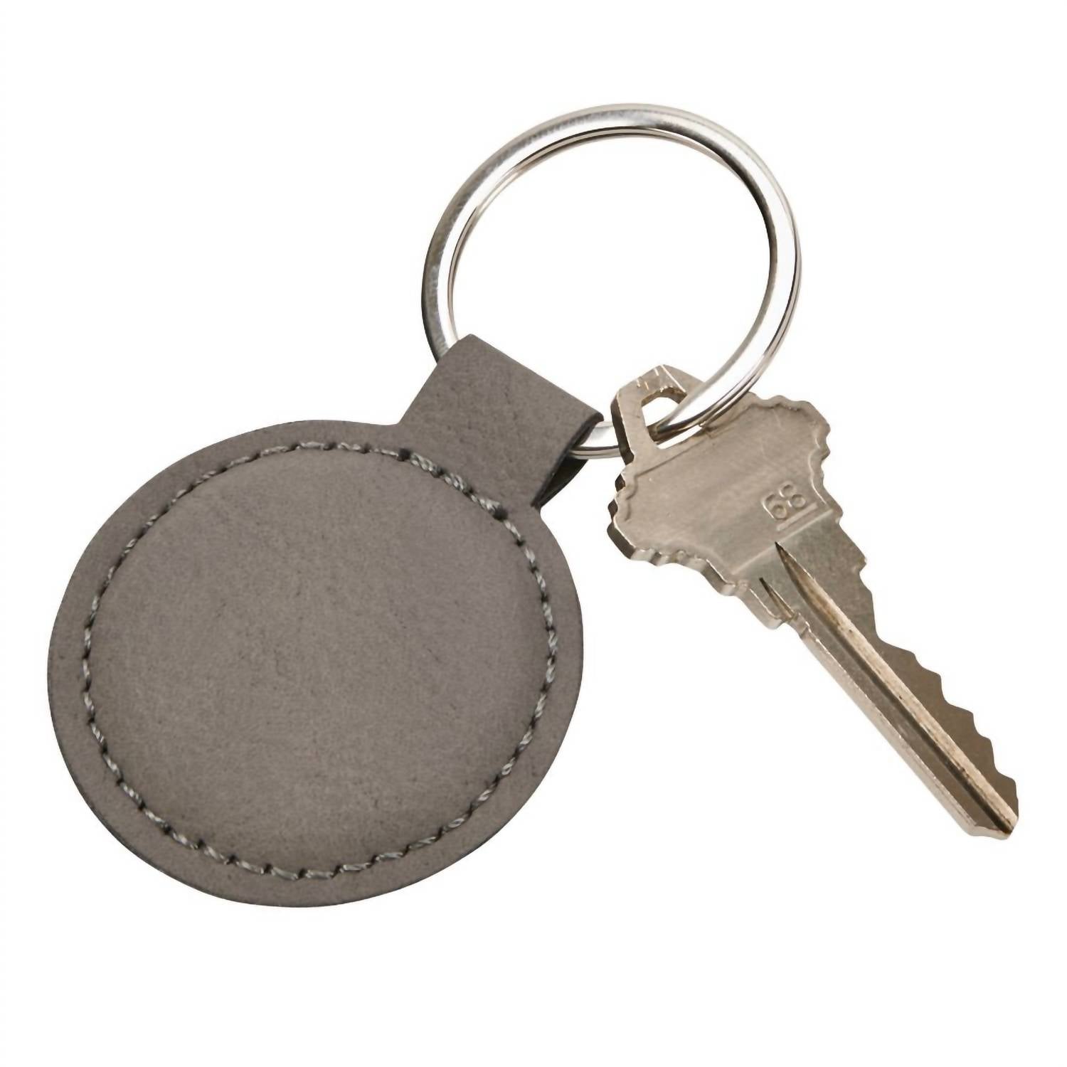 Creative Gifts International Leatherette Round Keychain - 1.875" in grey - men's accessory