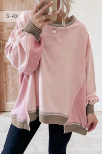 66Disco - Textured Waffle Patchwork Oversized Sweatshirt