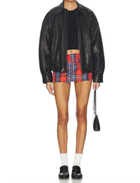 Free People Micro Plaid Mini Skirt in red squash - women's skirt - view 5