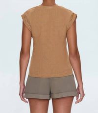 PISTOLA Olivia Twisted Tee Top in dark rum stripe - women's t-shirt - alternate view