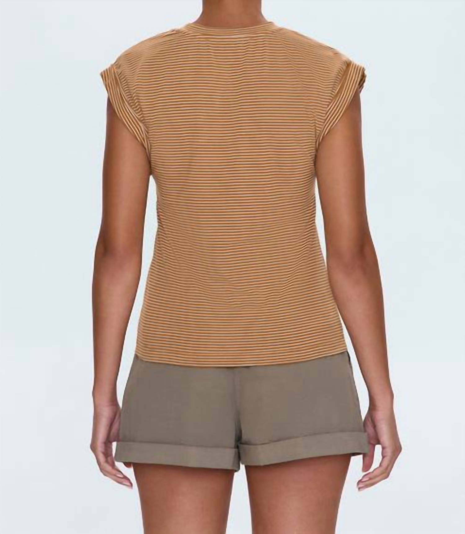 PISTOLA Olivia Twisted Tee Top in dark rum stripe - women's t-shirt - alternate view