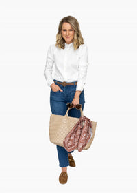 THE SHIRT Puffed Shoulder Button-up Shirt in white - women's blouse - alternate view