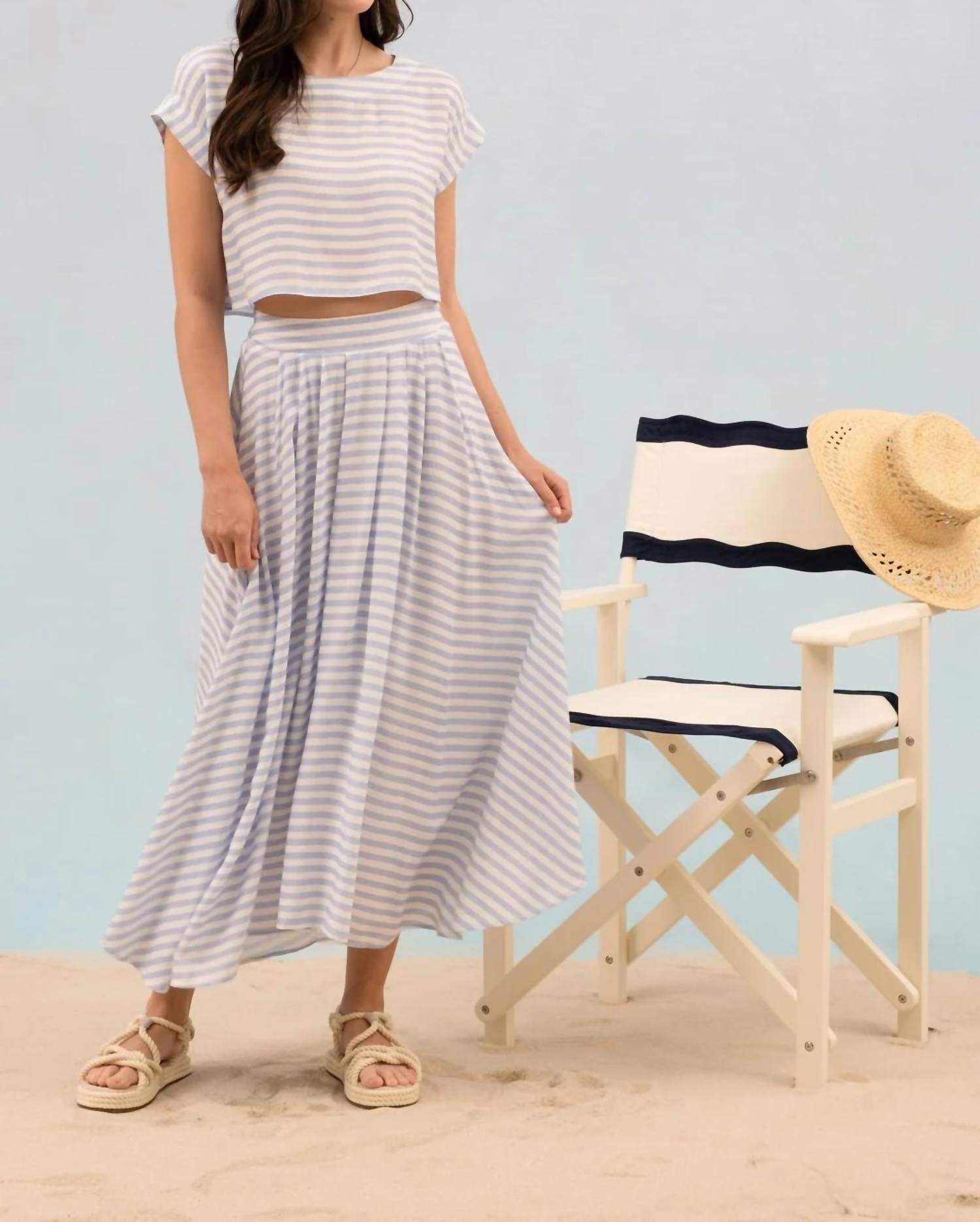 Blu Pepper - Stripe Boat Neck Boxy Crop Top