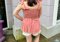 Heyson - Washed Smocked Bust Tiered Ruffle Top