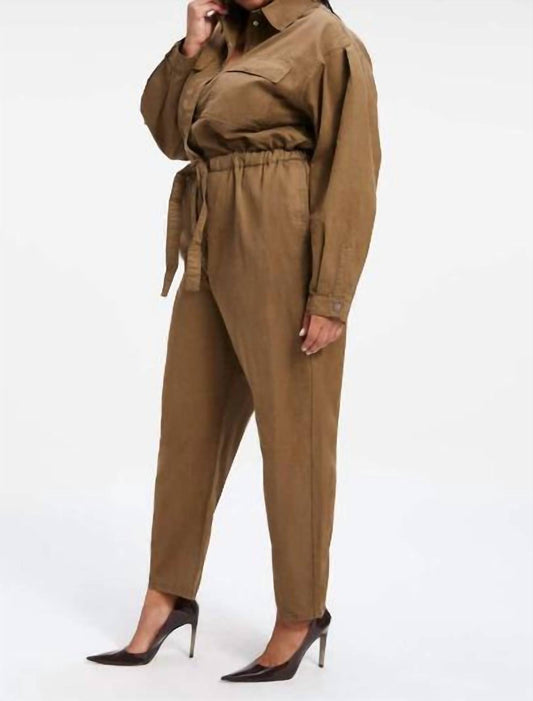 Good American - Cinched Elasticized Long-Sleeve Jumpsuit