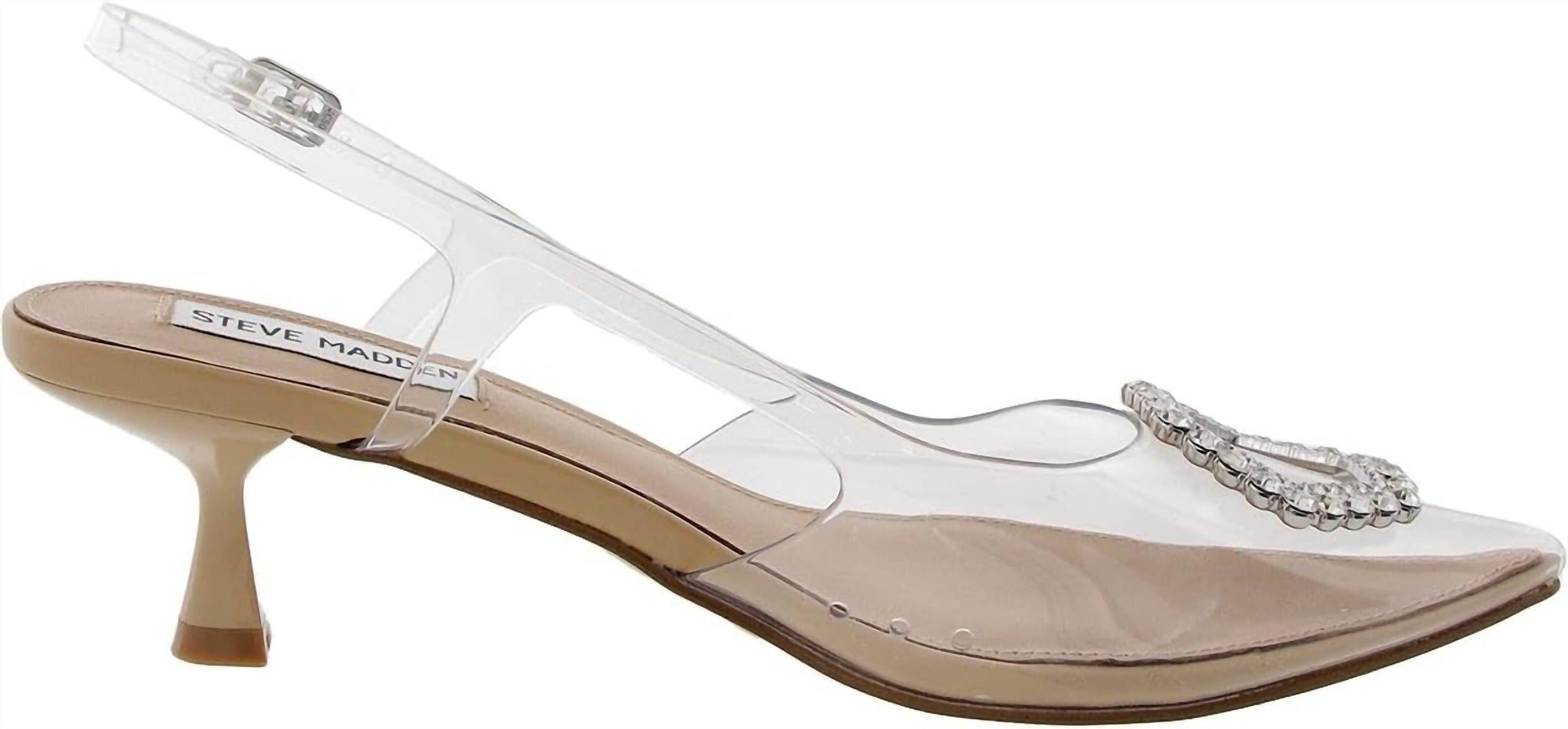 STEVE MADDEN Women's Lorah Classy Slingback Pump Heel in clear - women's heels