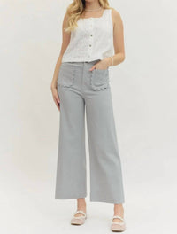 Entro - Solid Wide Leg Scallop Pocket Pants
