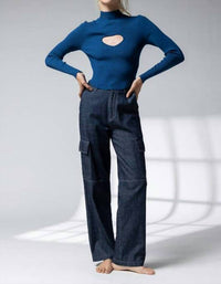 Papermoon - Heart Cutout Mock Neck Top