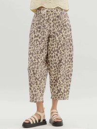 Entro - Leopard Pattern Mid-rise Balloon Pants
