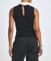 Derek Lam 10 Crosby - Calista Mixed Media Tie Neck Sweater
