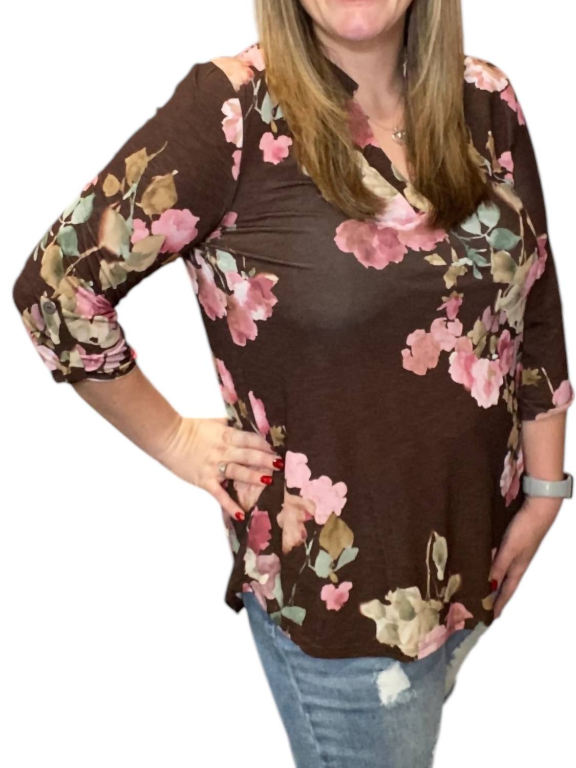 Honeyme - Floral Gabby Tunic Top