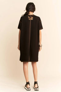 Davi & Dani - Animal Peace Symbol Short Sleeve Knit Dress