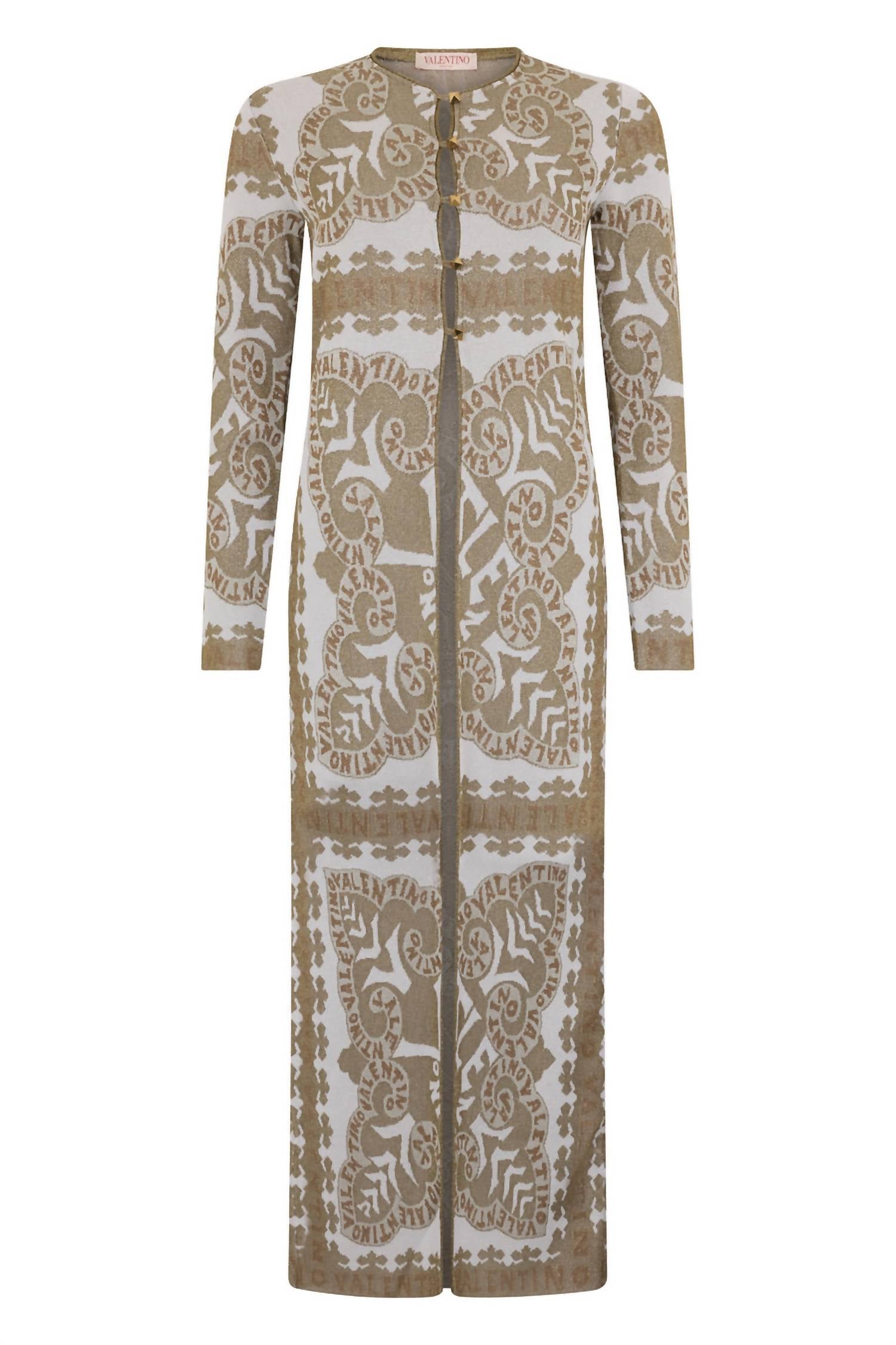 Valentino Women's Elegant Long Dress With Refined Geometric Print in brown - women's item