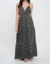 Meet Me In Santorini - Midnight Weave Tie Back Maxi Dress
