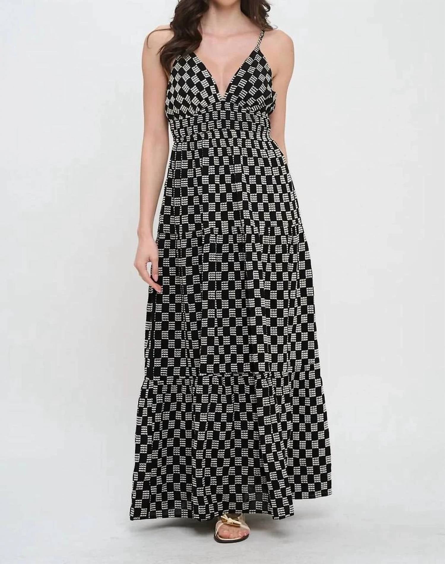 Meet Me In Santorini - Midnight Weave Tie Back Maxi Dress