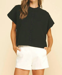 Pinch - Button Down Cap Sleeve Sweater