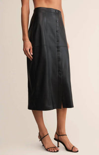 Z Supply Women's Reine Faux Leather Midi Skirt in black - women's skirt - alternate view