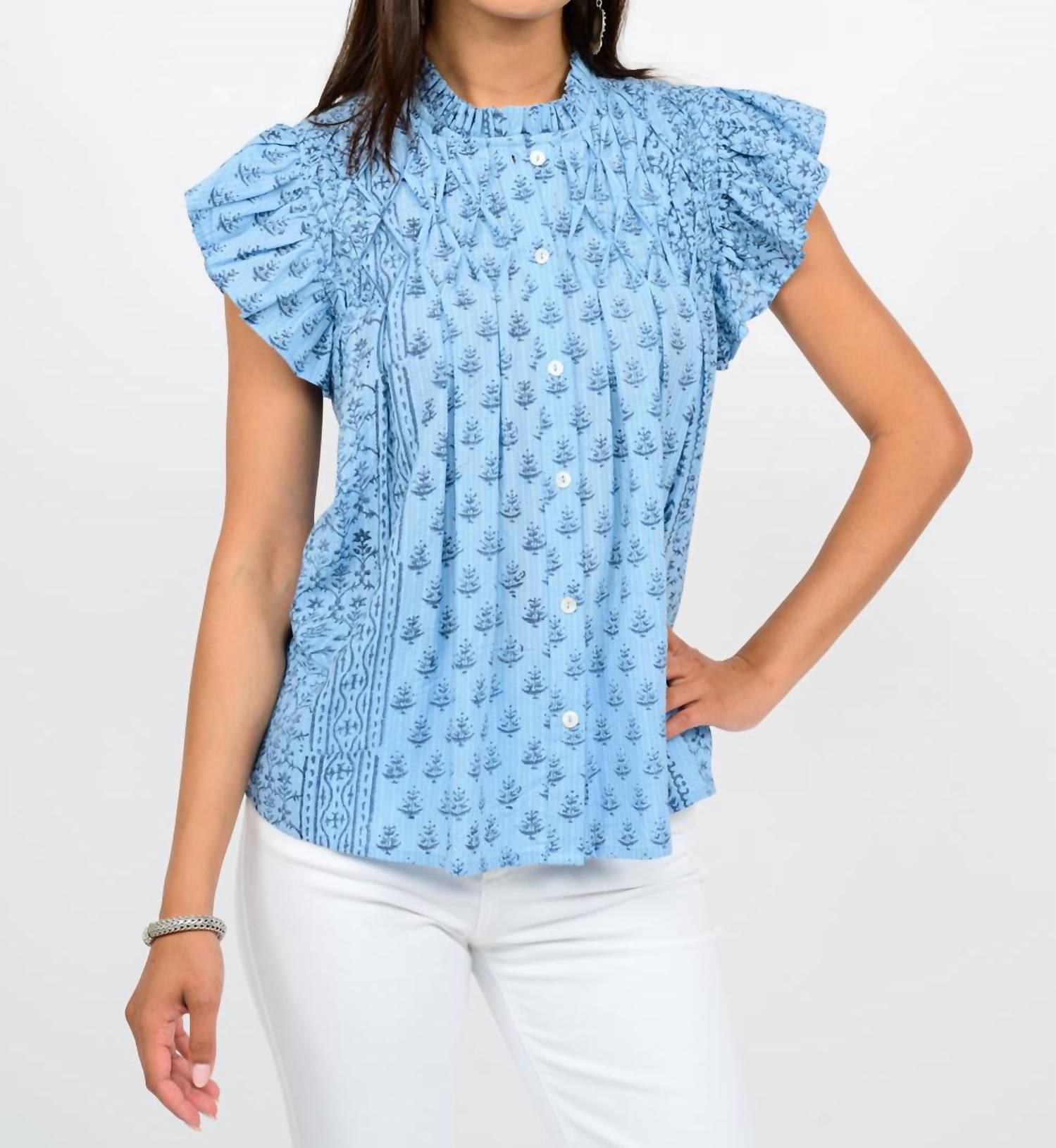 Ivy Jane - Women's Floral Ruffle Sleeve Top