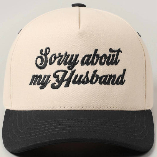 Fashion City - Women's Sorry About My Husband Embroidery Two-tone Canvas Hat
